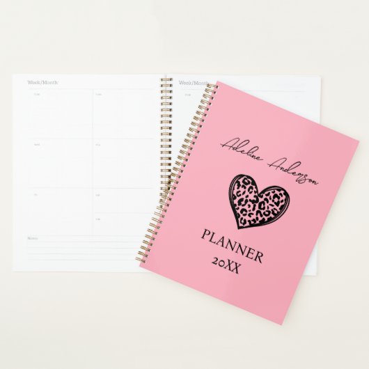 Coeur Motif rose et léopard noir (Devant avec enveloppe)