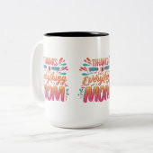 Coeur Mug à deux tons : "Merci pour tout, (Devant gauche)