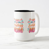 Coeur Mug à deux tons : "Merci pour tout, (Devant droit)