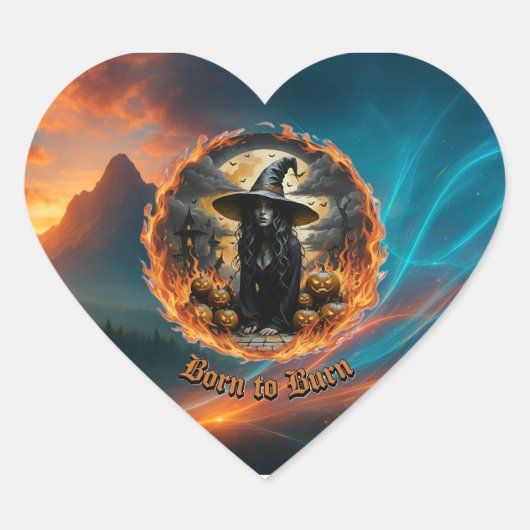 Cœur Né à Burn Witch & Fire Heart Sticker (Devant)