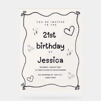 Coeur noir et beige Invitation minimale