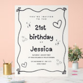 Coeur noir et beige Invitation minimale (Mariage)