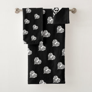 Coeur noir et blanc en fibre
