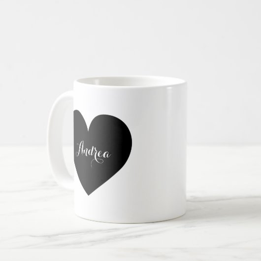 Coeur noir - Mug de script personnalisé (Devant gauche)