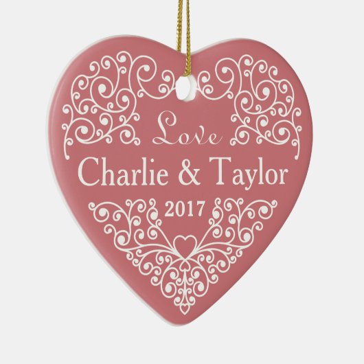 Coeur ornemental noms personnalisés & ornement dat (Droite)