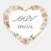Cœur Our Special Floral Heart Sticker – Soft Boho Elega (Devant)