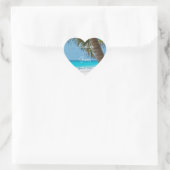 Coeur Palmiers Sur Plage Stickers Mariage (Sac)