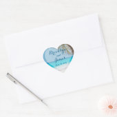 Coeur Palmiers Sur Plage Stickers Mariage (Enveloppe)