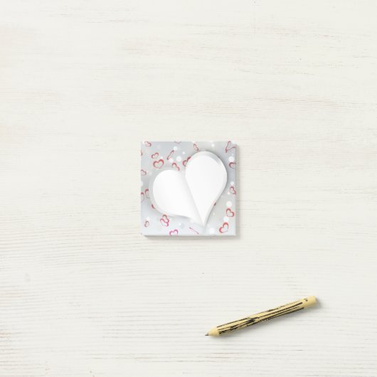 Coeur papier plié moderne - Notes Post-it® (Sur un bureau)