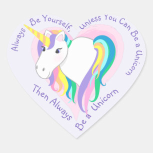 Cœur Pastel Rainbow Unicorn Heart - Sticker forme coeur