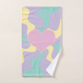 Coeur - Pastel rose, jaune, violet et vert (Serviette à main)