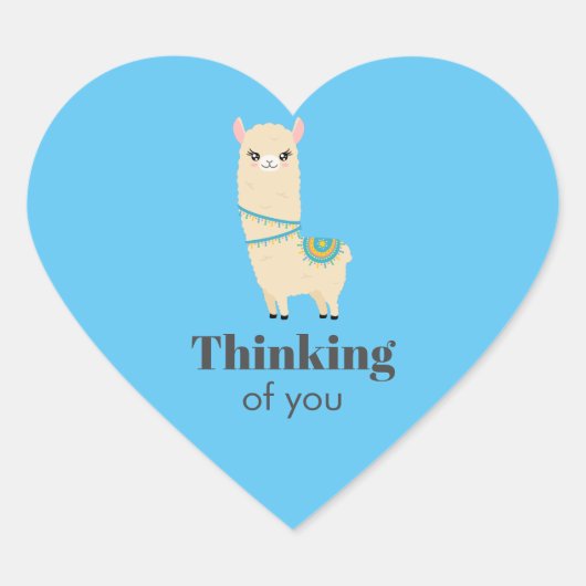 Cœur Penser à vous Llama Heart Sticker (Devant)