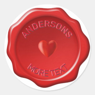 Coeur personnalisé sur Stickers Sceau de cire roug