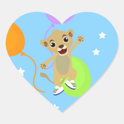 Cœur Petit Sticker Lion (Devant)