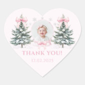 Cœur Pink Bow Winter Onederland Heart Sticker (Devant)