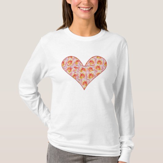 Coeur plein de roses roses graphiques T-shirt (Devant)
