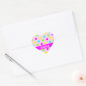 Cœur Pois colorés - Nom Sticker Coeur (Enveloppe)