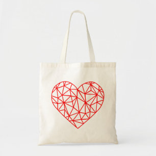 Coeur polygonal   Lignes rouges   Sac fourre-tout