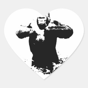 Cœur Pop Art Gorilla Beating Chest Heart Sticker