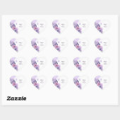 Cœur Purple Floral Wedding Heart Sticker (Feuille)