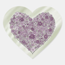 Purple flowered heart sticker