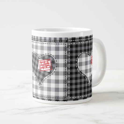 Coeur Quilt Patchwork Café Mug (Devant droit)