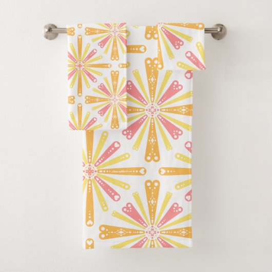 Coeur radial Sunburst Motif rose Jaune (En situation)