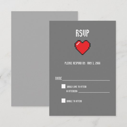 Cœur ringard 8 bits rsvp (Devant / Derrière)