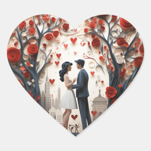 Cœur Romance Arbre : Love Embrace Sticker