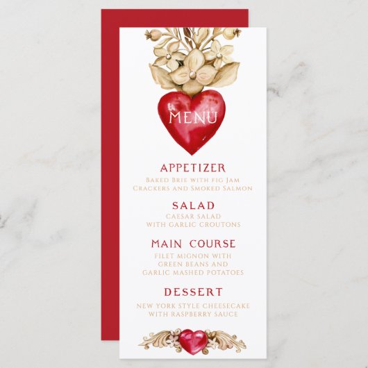 Coeur romantique | Menu du dîner (Devant / Derrière)