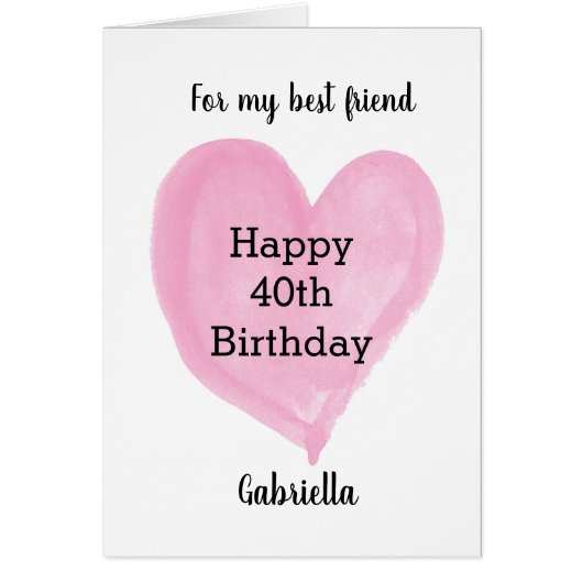 Coeur rose 40e anniversaire meilleur ami (Devant)