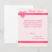 Coeur rose 4x5 Carte de remerciements Mariage plat (Devant / Derrière)