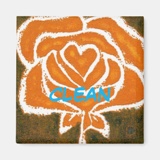 "Coeur Rose #8" Nettoyer lave-vaisselle Magnet