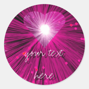 Coeur rose autocollant des "vos textes" rond