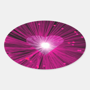Coeur rose autocollant ovale