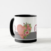 Coeur rose avec Mug magique Rose (Devant gauche)