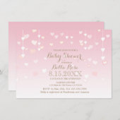 Coeur rose bébé fille douche invitations (Devant / Derrière)
