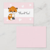 Coeur rose boisé animal Fox Merci Carte pour notes (Devant / Derrière)