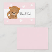 Coeur rose Brown Merci de l'ours Cartes pour notes (Devant / Derrière)