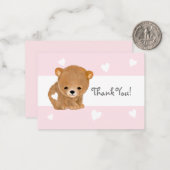 Coeur rose Brown Merci de l'ours Cartes pour notes (Devant/Arrière en situation)