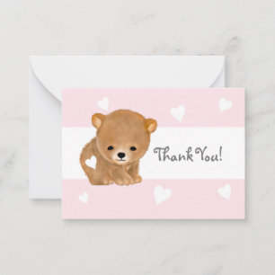 Coeur rose Brown Merci de l'ours Cartes pour notes