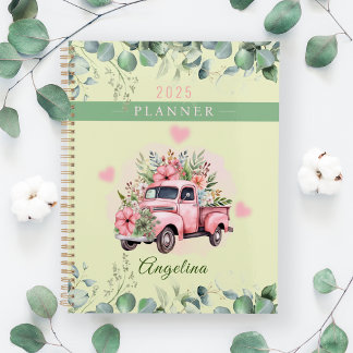 Cœur Rose Camion Floral Vintage Personnaliser Nom