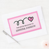 Coeur rose Ce livre appartient à sticker étiquette (Enveloppe)
