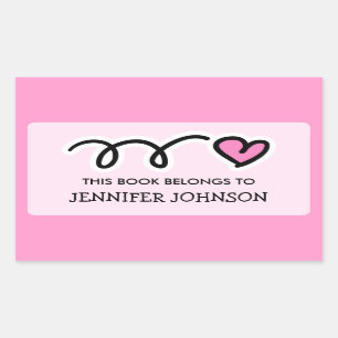 Coeur rose Ce livre appartient à sticker étiquette