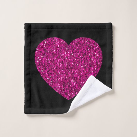 Coeur rose chaud faux parties scintillant scintill (Gant de toilette)