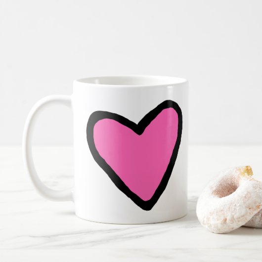 Coeur rose classique Mug (Avec donut)
