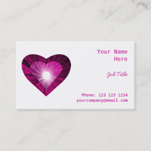 Coeur rose "coeur" côté carte de visite blanc