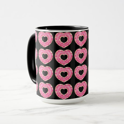 Coeur rose Doughnut café Mug (Devant gauche)