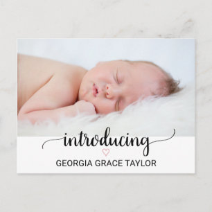 Coeur rose Faire-part de naissance de calligraph