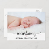 Coeur rose | Faire-part de naissance de calligraph (Devant / Derrière)